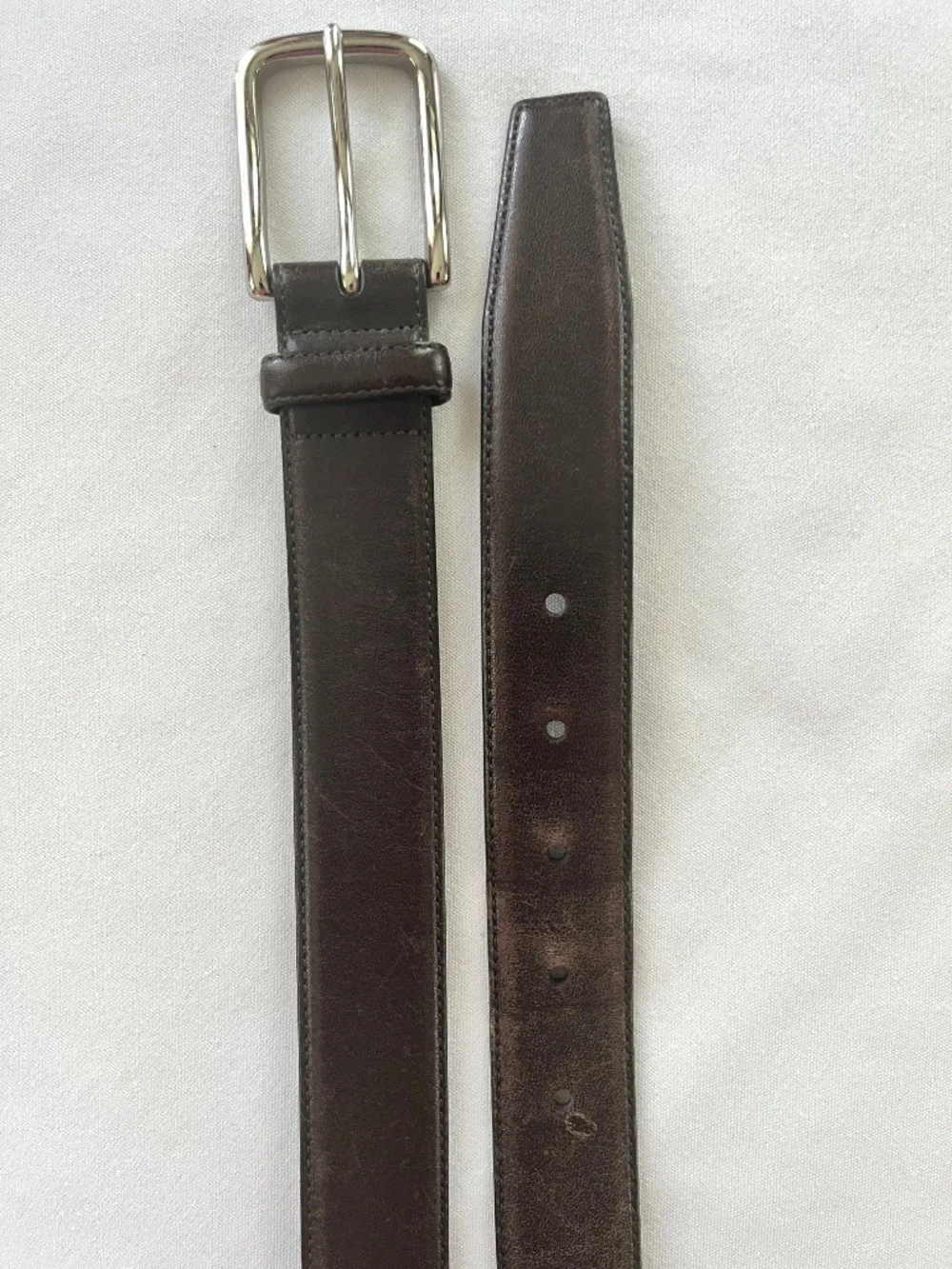 COACH Men's Leather belt, 36/90, dark brown/silver